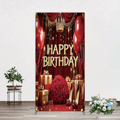 Aperturee - Aperturee Gold Burgundy Gift Box Rose Birthday Rectangle Backdrop