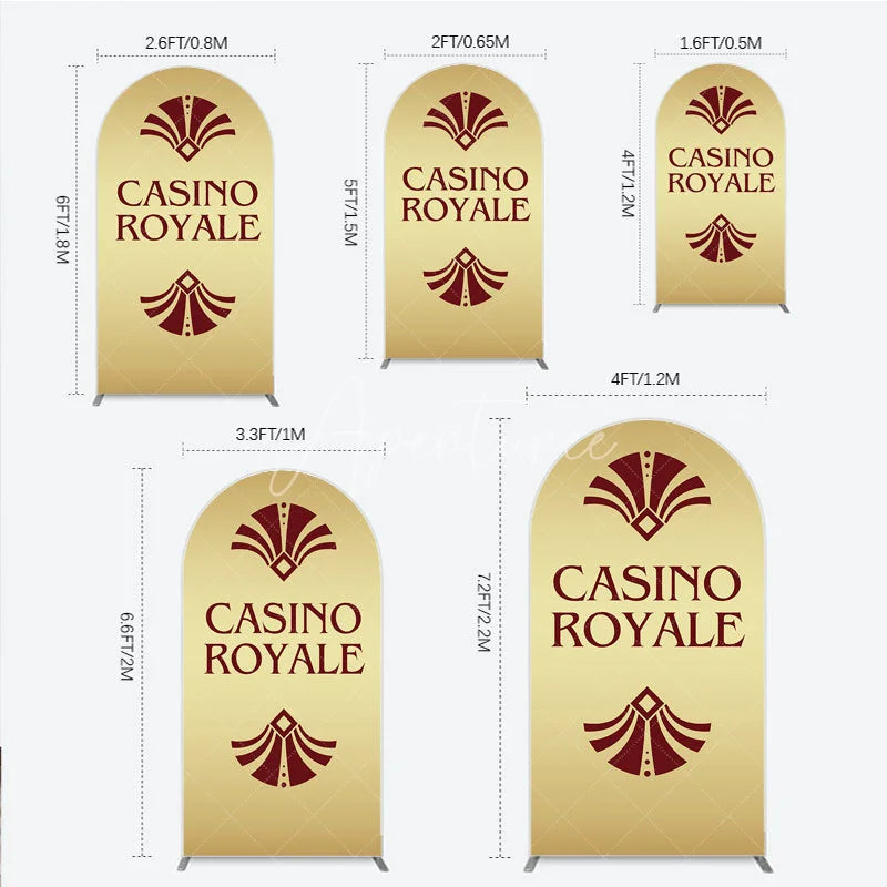Aperturee - Aperturee Gold Casino Royale Inspired Arch Backdrop James Bond 007 Themed Party Decor Art Deco Adult Birthday