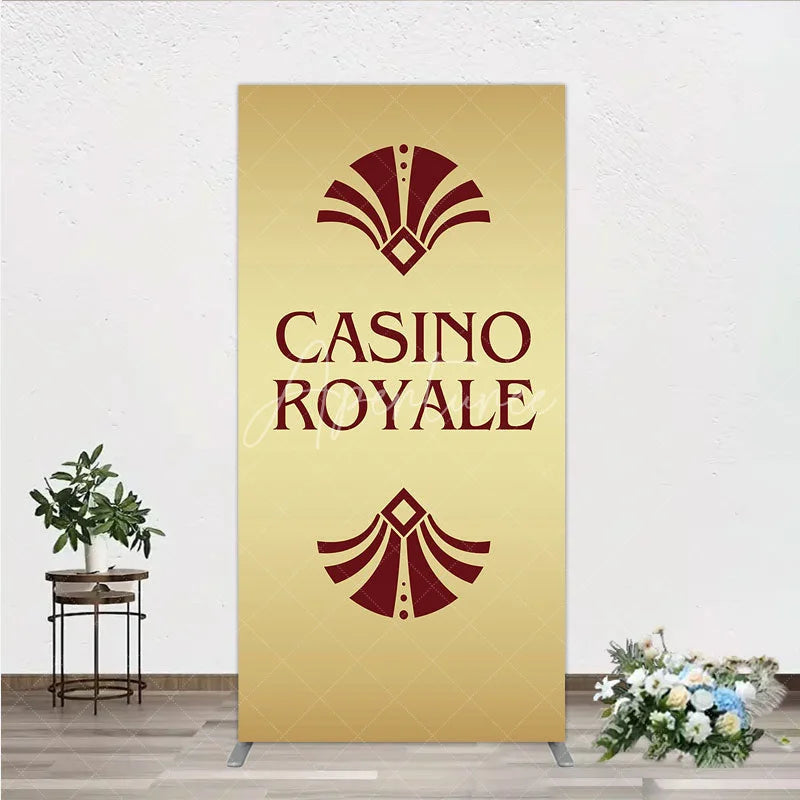 Aperturee - Aperturee Gold Casino Royale Inspired Rectangle Backdrop James Bond 007 Themed Party Decor Art Deco Adult Birthday
