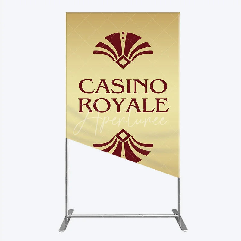 Aperturee - Aperturee Gold Casino Royale Inspired Rectangle Backdrop James Bond 007 Themed Party Decor Art Deco Adult Birthday