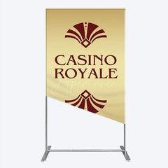 Aperturee - Aperturee Gold Casino Royale Inspired Rectangle Backdrop James Bond 007 Themed Party Decor Art Deco Adult Birthday