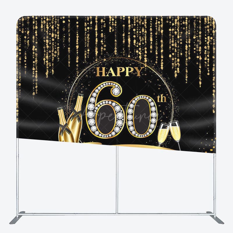 Aperturee - Aperturee Gold Champagne Glitter Fabric Backdrop Cover for Birthday