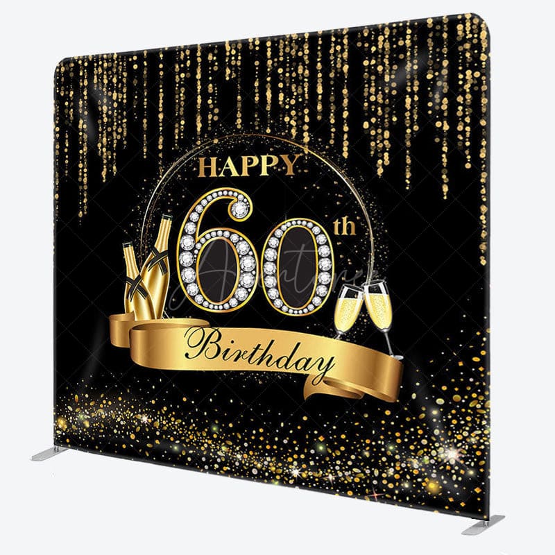 Aperturee - Aperturee Gold Champagne Glitter Fabric Backdrop Cover for Birthday