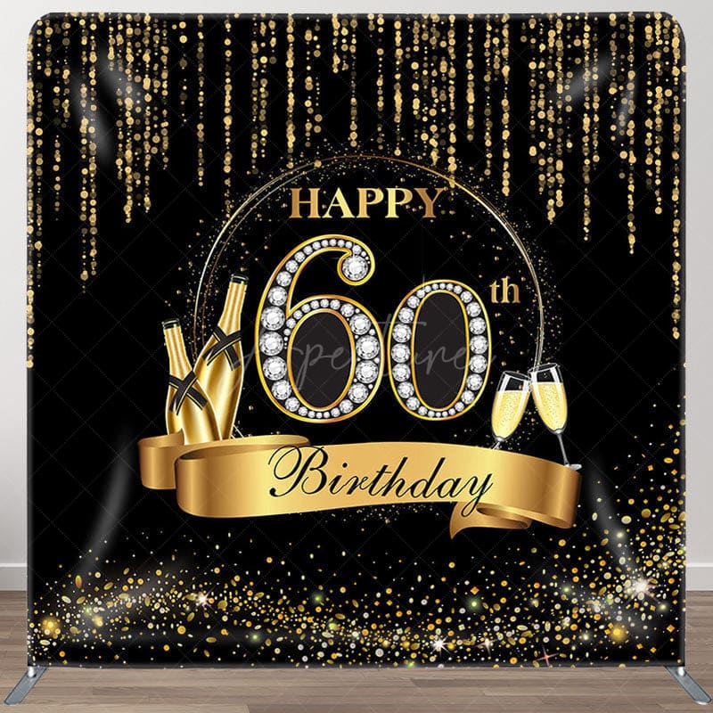 Aperturee - Aperturee Gold Champagne Glitter Fabric Backdrop Cover for Birthday