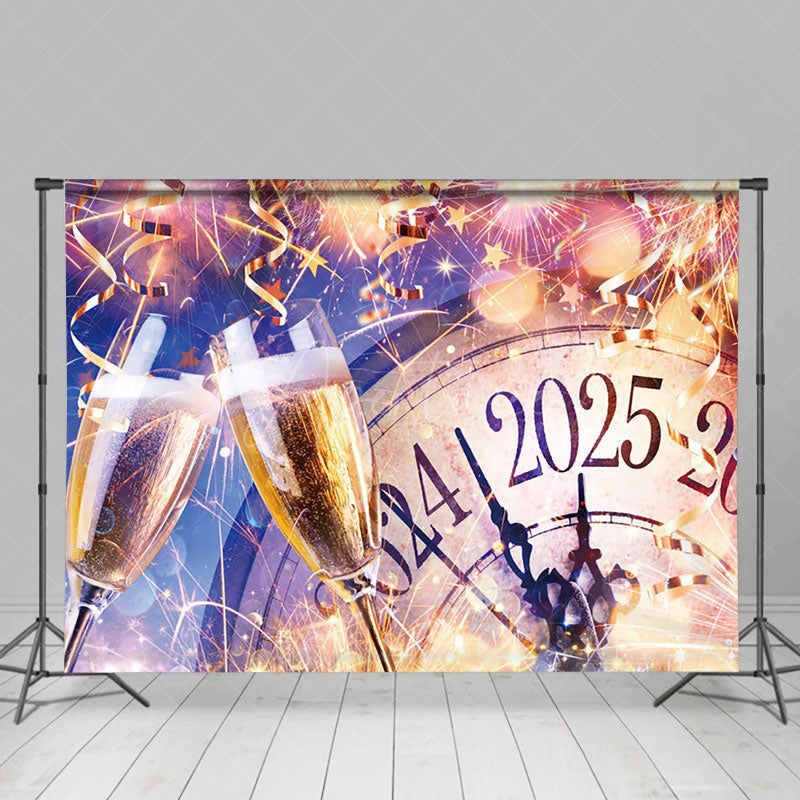 Aperturee - Aperturee Gold Clock Sparkle Wine Cheers New Year Backdrop