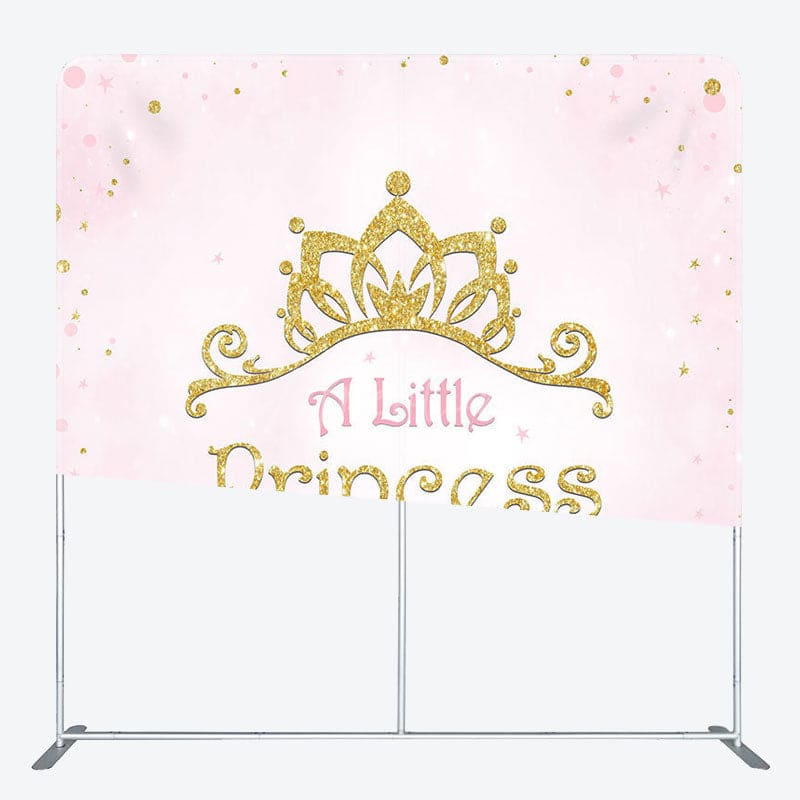 Aperturee - Aperturee Gold Crown Prinecss Fabric Backdrop Cover for Birthday