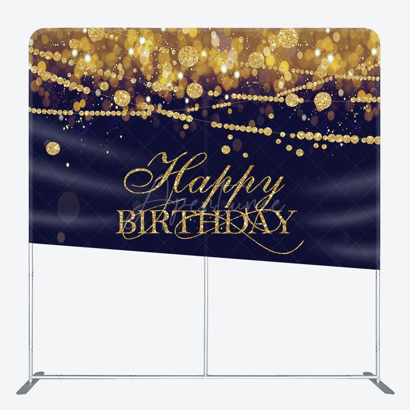 Aperturee - Aperturee Gold Diamonds Bokeh Black Birthday Square Backdrop