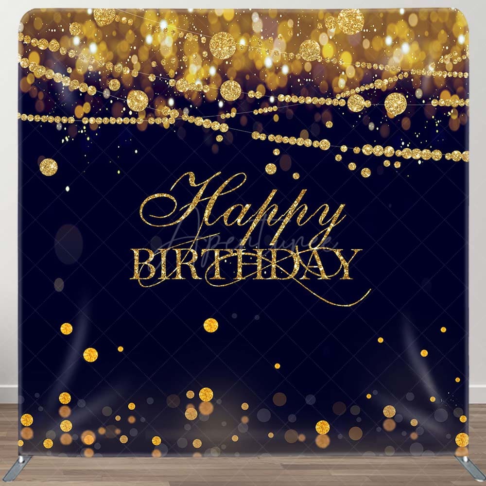 Aperturee - Aperturee Gold Diamonds Bokeh Black Birthday Square Backdrop