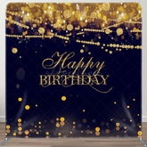 Aperturee - Aperturee Gold Diamonds Bokeh Black Birthday Square Backdrop