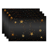 Aperturee - Aperturee Gold Dots Star Snowflakes Xmas Set Of 4 Placemats