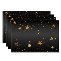 Aperturee - Aperturee Gold Dots Star Snowflakes Xmas Set Of 4 Placemats