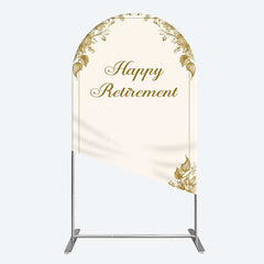 Aperturee Aperturee Gold Floral Line Happy Retirement Arch Backdrop