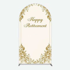 Aperturee Aperturee Gold Floral Line Happy Retirement Arch Backdrop