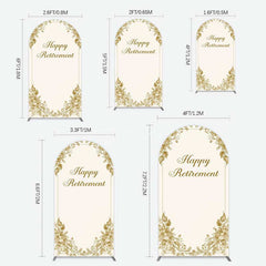 Aperturee Aperturee Gold Floral Line Happy Retirement Arch Backdrop