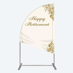 Aperturee Aperturee Gold Floral Line Happy Retirement Half Moon Arch Backdrop
