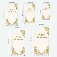 Aperturee Aperturee Gold Floral Line Happy Retirement Half Moon Arch Backdrop