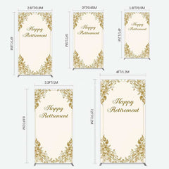 Aperturee Aperturee Gold Floral Line Happy Retirement Rectangle Backdrop