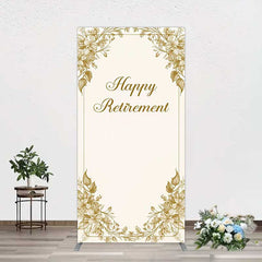 Aperturee Aperturee Gold Floral Line Happy Retirement Rectangle Backdrop