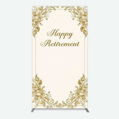 Aperturee Aperturee Gold Floral Line Happy Retirement Rectangle Backdrop