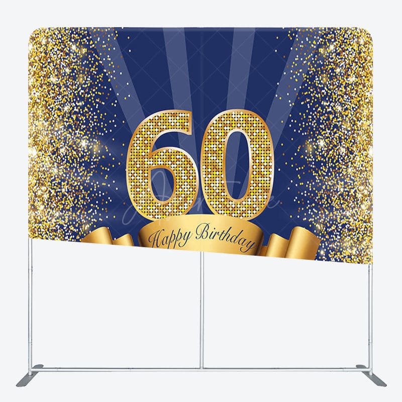 Aperturee - Aperturee Gold Glitter 60 Fabric Backdrop Cover for Birthday