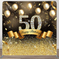 Aperturee - Aperturee Gold Glitter Balloon Fabric Backdrop Cover for Birthday