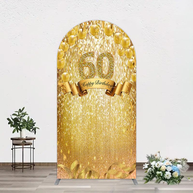 Aperturee - Aperturee Gold Glitter Balloons 60th Birthday Arch Backdrop