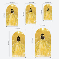 Aperturee - Aperturee Gold Glitter Bokeh Princess Birthday Arch Backdrop