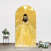 Aperturee - Aperturee Gold Glitter Bokeh Princess Birthday Arch Backdrop