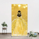 Aperturee - Aperturee Gold Glitter Bokeh Princess Birthday Rectangle Backdrop