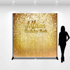 Aperturee - Aperturee Gold Glitter Custom Name Birthday Bash Backdrop