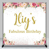 Aperturee - Aperturee Gold Glitter Custom Name Fabulous Birthday Backdrop