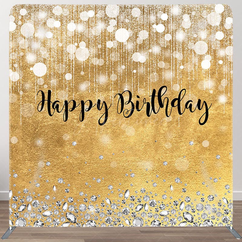 Aperturee - Aperturee Gold Glitter Diamond Fabric Backdrop Cover for Birthday
