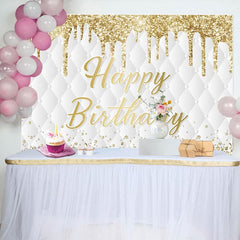 Aperturee - Aperturee Gold Glitter Diamonds Vibe Happy Birthday Backdrop