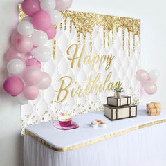 Aperturee - Aperturee Gold Glitter Diamonds Vibe Happy Birthday Backdrop