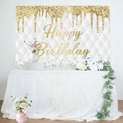 Aperturee - Aperturee Gold Glitter Diamonds Vibe Happy Birthday Backdrop