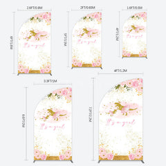 Aperturee - Aperturee Gold Glitter Dinosaur Floral Baby Shower Half Moon Arch Backdrop