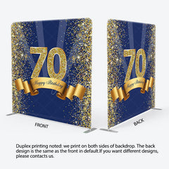 Aperturee - Aperturee Gold Glitter Navy Blue Fabric Backdrop Cover for Birthday