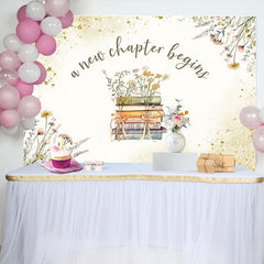 Aperturee Aperturee Gold Glitter New Chapter Begins Baby Shower Backdrop