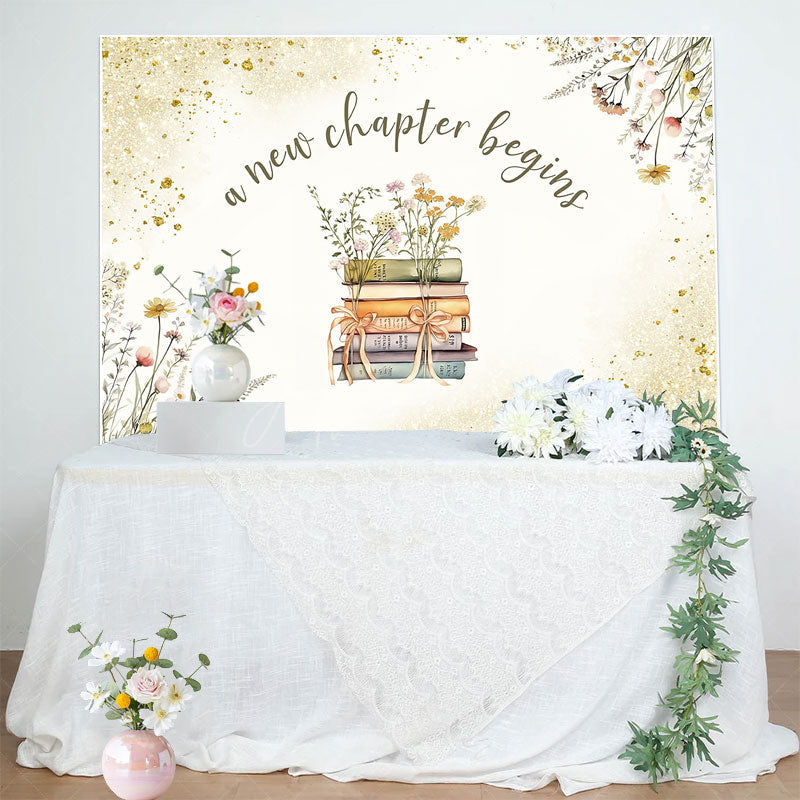 Aperturee Aperturee Gold Glitter New Chapter Begins Baby Shower Backdrop