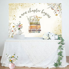 Aperturee Aperturee Gold Glitter New Chapter Begins Baby Shower Backdrop