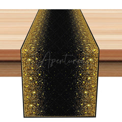 Aperturee - Aperturee Gold Glitter Polka Dot Table Runner Elegant Sparkle for Dining Decor Wedding Anniversary or Birthday Party