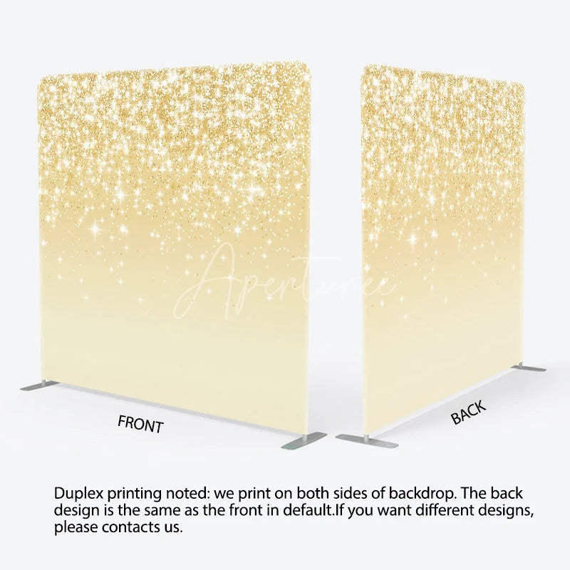 Aperturee - Aperturee Gold Glitter Tension Fabric Backdrop Shining Sparkles Bokeh Decor Luxury Abstract Theme Background for Prom Party