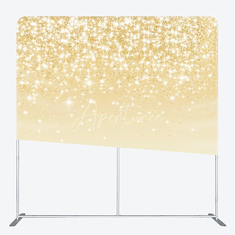 Aperturee - Aperturee Gold Glitter Tension Fabric Backdrop Shining Sparkles Bokeh Decor Luxury Abstract Theme Background for Prom Party