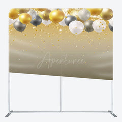 Aperturee - Aperturee Gold Grey Balloons Birthday Pillow Cover Backdrop