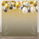 Aperturee - Aperturee Gold Grey Balloons Birthday Pillow Cover Backdrop