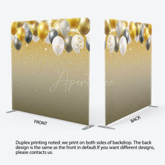 Aperturee - Aperturee Gold Grey Balloons Birthday Pillow Cover Backdrop