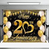 Aperturee - Aperturee Gold Heart Balloons Happy 20Th Anniversary Backdrop