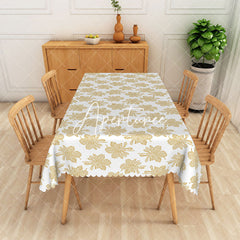 Aperturee - Aperturee Gold Leaf Print Home Party Rectangular Tablecloth