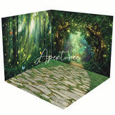 Aperturee - Aperturee Gold Light Glitter Green Forest Room Set Backdrop