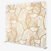 Aperturee - Aperturee Gold Metallic Abstract Leaf Pattern Tension Fabric Backdrop Elegant White Botanical Photography Background
